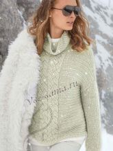 Ребристый пуловер с центральной косой, фото