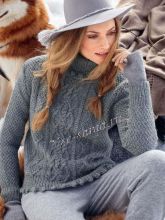 Рельефный пуловер с отделкой шишечками, фото