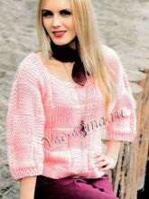 Розовый джемпер спицами, фото