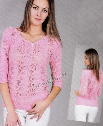 Розовый пуловер из хлопка, фото