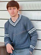 Серый пуловер с орнаментом на мужчину