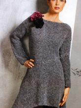 Серый пуловер с остроуголным нижним краем, фото