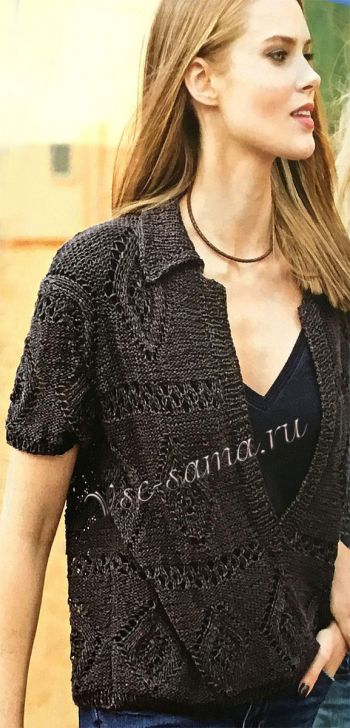 Темно-коричневый пуловер с узорами, фото