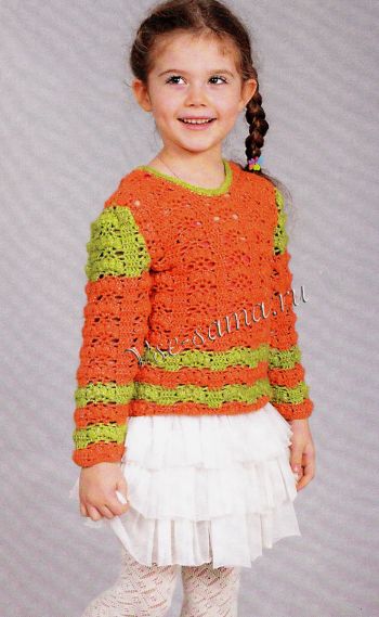Терракотовый пуловер на 6 лет, фото модели