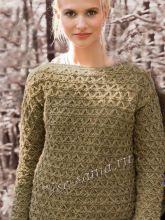 Удлиненный пуловер с узором из снятых петель, фото