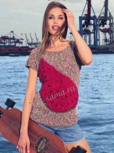 Удлиненный пуловер с жаккардовым узором арбуз, фото