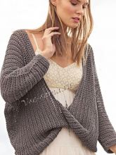 Запахивающийся пуловер с ажурным узором, фото