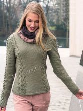 Зеленый пуловер с косами, фото