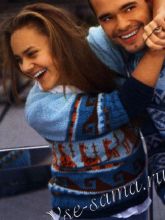 Жаккардовый пуловер с коротким рукавом, фото