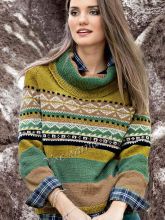 Жаккардовый пуловер с воротником гольф, фото