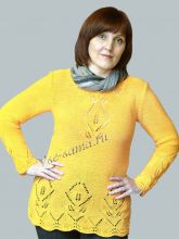 Желтый женский пуловер, фото