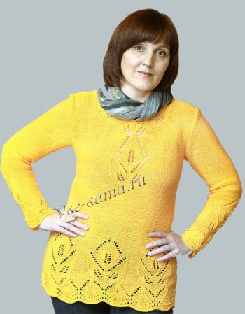 Желтый женский пуловер, фото