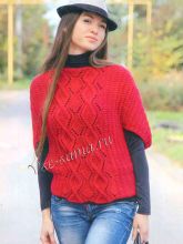 Женский пуловер с узором из ромбов, фото