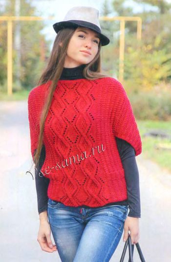 Женский пуловер с узором из ромбов, фото
