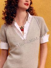 Пуловер с глубоким вырезом под блузу, фото