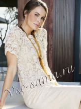 Т-образный топ с кружевным узором, фото