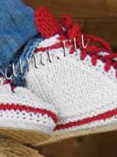 Вязаные белые кеды, фото