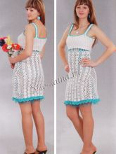 Белый сарафан с голубой отделкой, фото