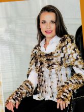 Бежево-коричневый нарядный комплект: косынка и нарукавники, фото