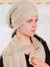 Бежевый комплект с пайетками: шапка и шарф, фото