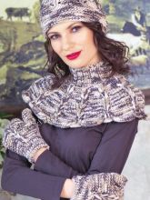 Бежевый комплект: шапка, пелерина, варежки, фото