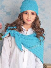 Бирюзовый комплект: шапка и бактус, фото