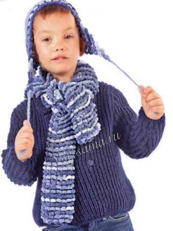 Детская шапочка с ушками и шарф, фото
