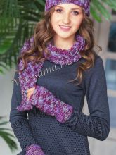 Фиолетовый комплект: шапка, шарф, митенки, фото