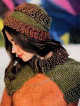 Оливковый комплект: шапка и оплечье, фото