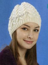 Шапка спицами "Белые косы", фото
