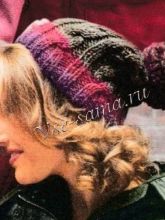 Шапка спицами с узором Коса, фото