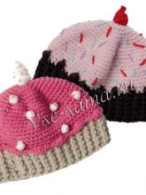 Шапочки-торты крючком, фото