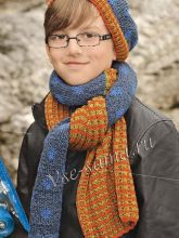 Шарф и шапочка с узором горошек, фото