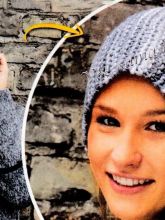 Связанная в поперечном направлении шапка в резинку, фото