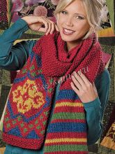 Шарф спицами - лоскутные мотивы, фото