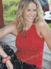 Алый топ с ажурным узором, фото