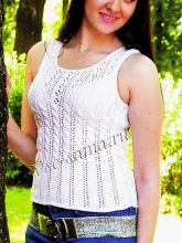 Белая майка спицами, фото