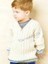 Белый пуловер с косами для мальчика, фото