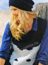 Безрукавка и шапка с кошкой, фото