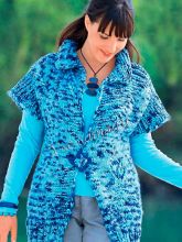 Бирюзовый меланжевый жилет с короткими рукавами, фото