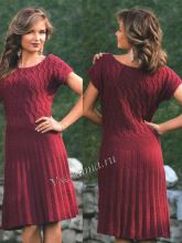 Бордовое платье спицами, фото