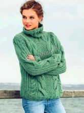 Классический пуловер с косами, фото