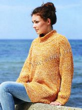 Длинный пуловер спицами, фото