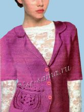 Длинный жакет с ажурным карманом, фото