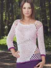 Джемпер спицами с ажурным узором, фото