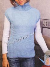 Голубая безрукавка с воротником гольф, фото