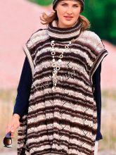 Коричневая меланжевая накидка и шапка, фото