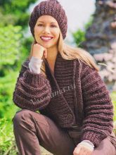 Коричневый жакет и шапочка, фото