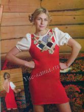 Красное платье с белыми рукавами, фото