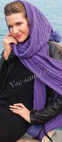 Лиловый шарф-капюшон, фото